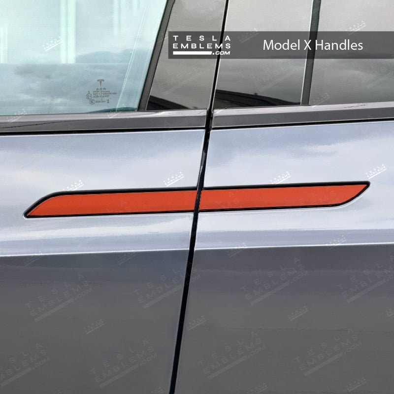 3M Matte Red Tesla Door Handle Decals (4pcs) - Tesla Emblems