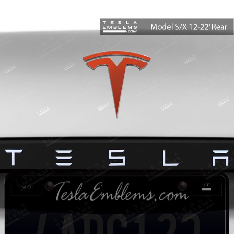 3M Matte Red Tesla Emblem Decals (Front + Back) - Tesla Emblems