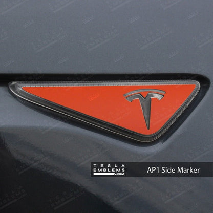 3M Matte Red Tesla Side Marker Decals (2pcs) - Tesla Emblems