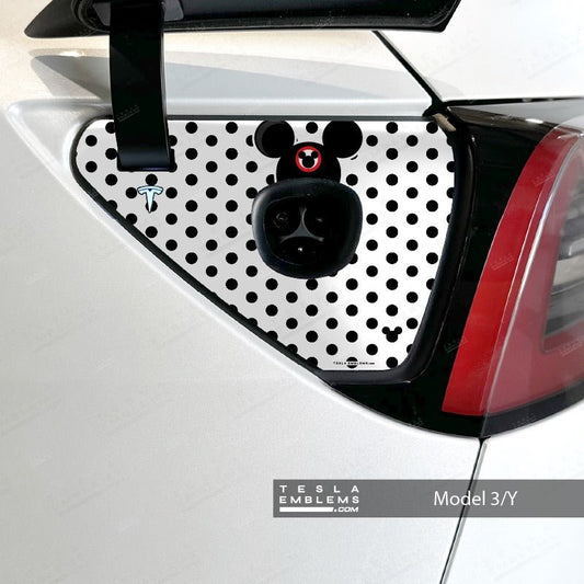 Mouse Ears Tesla Charge Port Wrap - Tesla Emblems