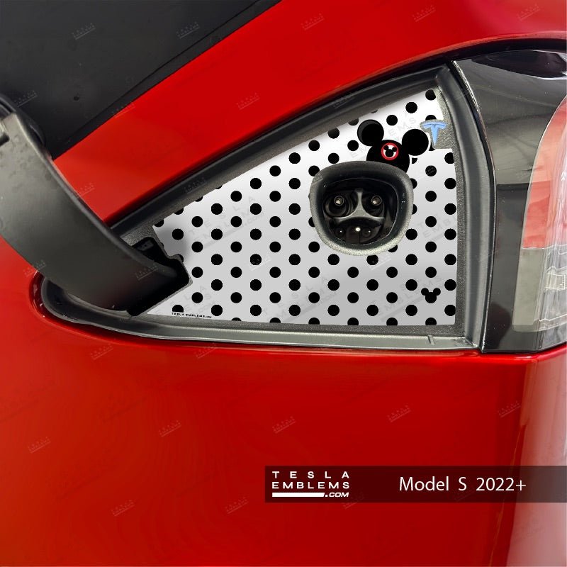 Mouse Ears Tesla Charge Port Wrap - Tesla Emblems