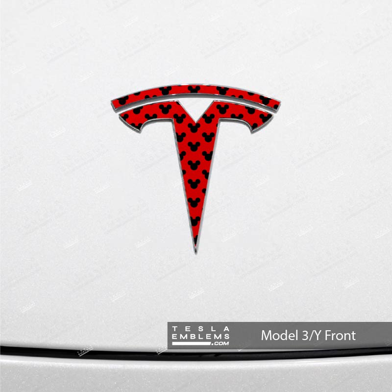 Mickey Tesla Emblem Decals (Front + Back) - Tesla Emblems