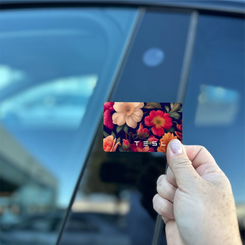 Midnight Bloom Tesla Keycard Decal - Tesla Emblems