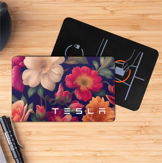 Midnight Bloom Tesla Keycard Decal - Tesla Emblems