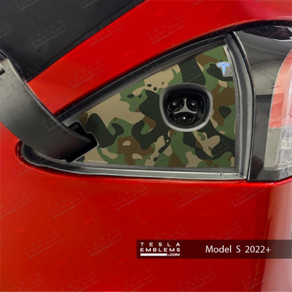 Camo Tesla Charge Port Wrap - Tesla Emblems