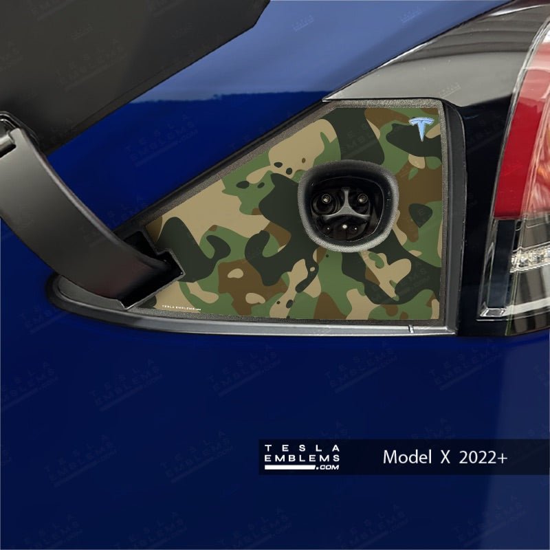 Camo Tesla Charge Port Wrap - Tesla Emblems