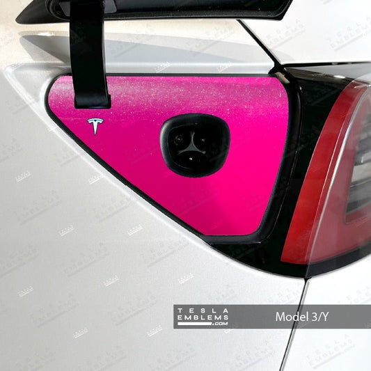KPMF Gloss Momentum Pink Tesla Charge Port Wrap - Tesla Emblems