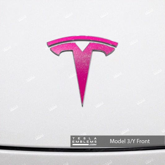 KPMF Gloss Momentum Pink Tesla Emblem Decals (Front + Back) - Tesla Emblems