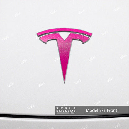 KPMF Gloss Momentum Pink Tesla Emblem Decals (Front + Back) - Tesla Emblems