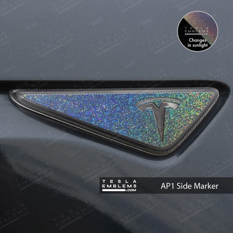 3M Satin Psychedelic Flip Tesla Side Marker Decals (2pcs) - Tesla Emblems