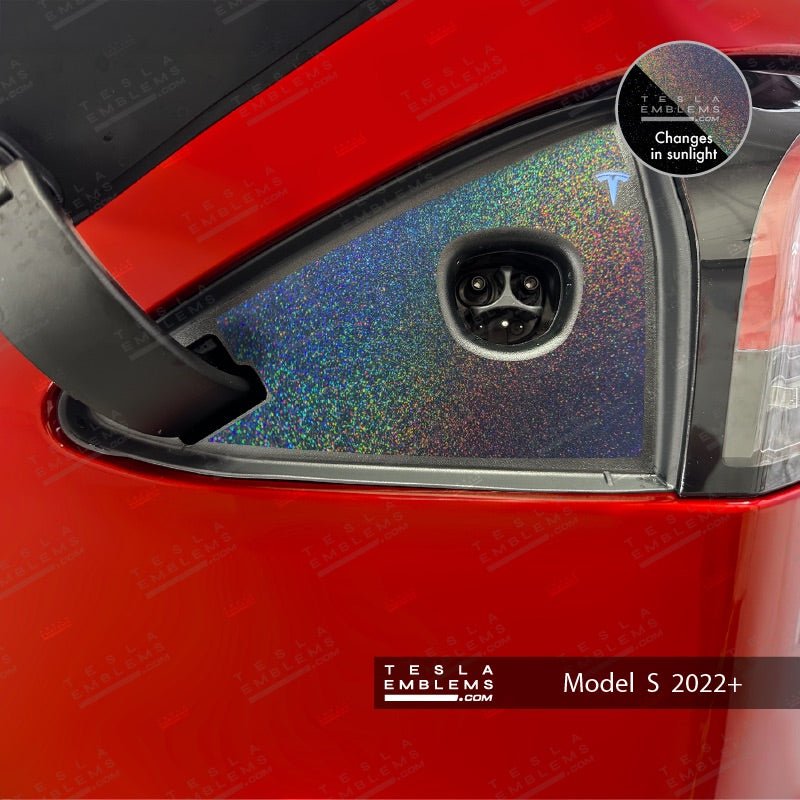 KPMF Morpheus Black Tesla Charge Port Wrap - Tesla Emblems