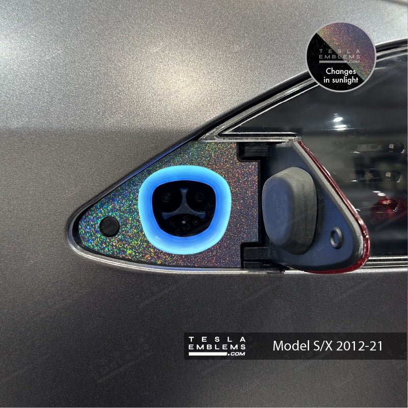 KPMF Morpheus Black Tesla Charge Port Wrap - Tesla Emblems