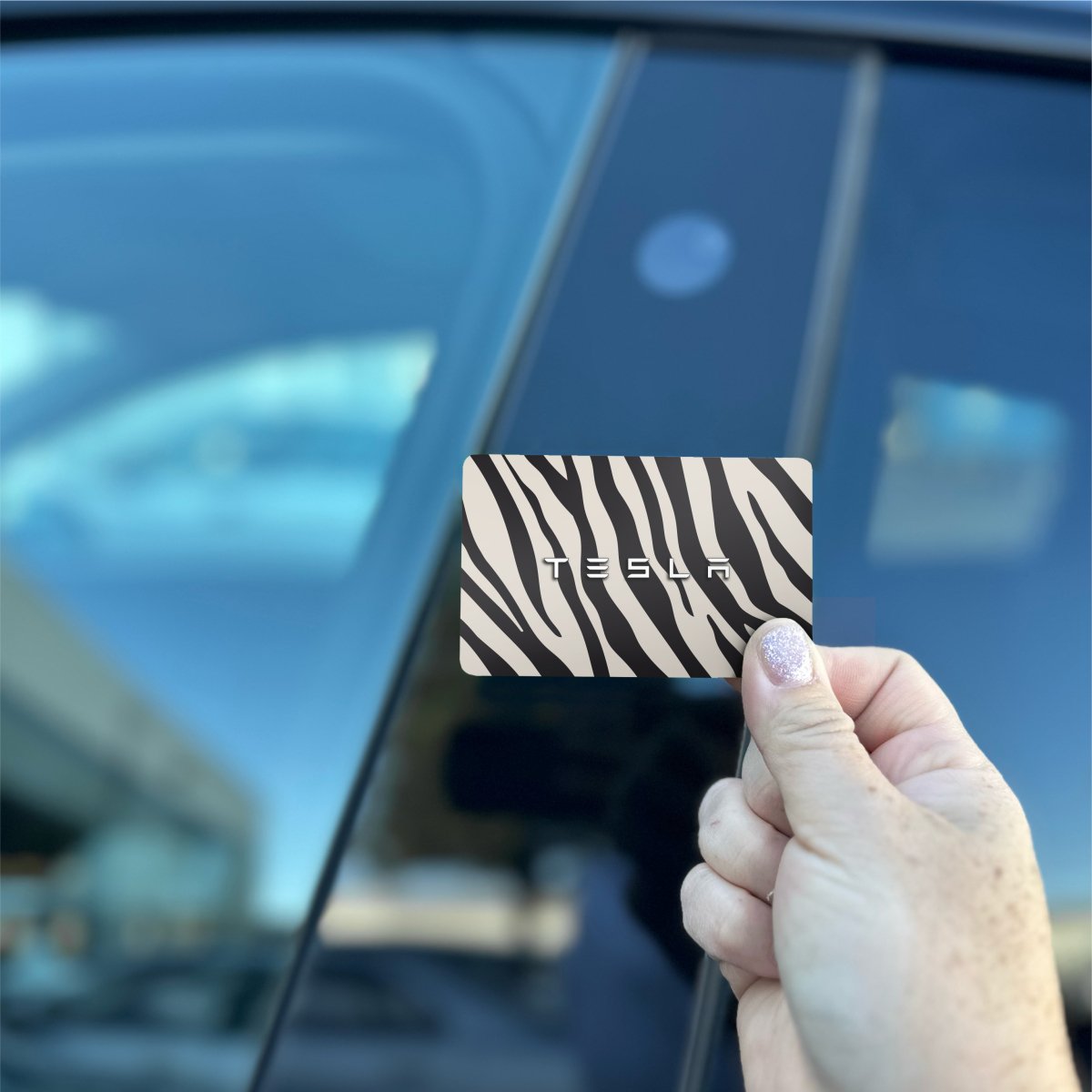 Mountain Zebra Pattern Tesla Keycard Decal - Tesla Emblems