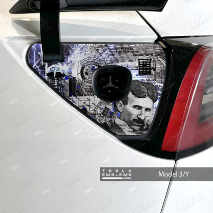 Nikola Tesla Trash Polka Tesla Charge Port Decal - Tesla Emblems