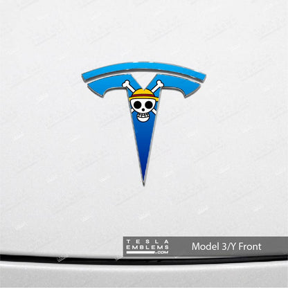 One Piece Tesla Emblem Decals (Front + Back) - Tesla Emblems