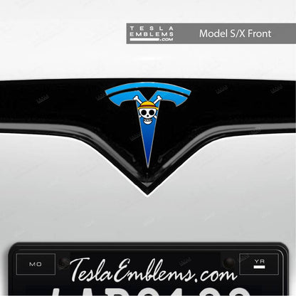 One Piece Tesla Emblem Decals (Front + Back) - Tesla Emblems