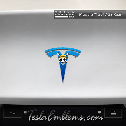 One Piece Tesla Emblem Decals (Front + Back) - Tesla Emblems