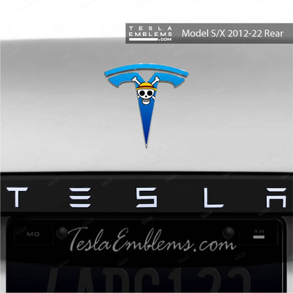 One Piece Tesla Emblem Decals (Front + Back) - Tesla Emblems