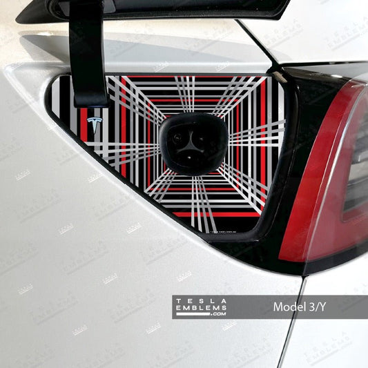 Tesla Plaid Charge Port Decal - Tesla Emblems