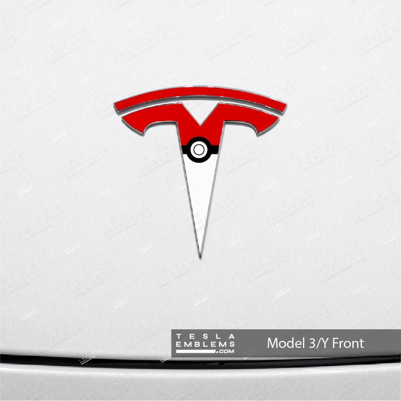 Poké Ball Tesla Emblem Decals (Front + Back) - Tesla Emblems