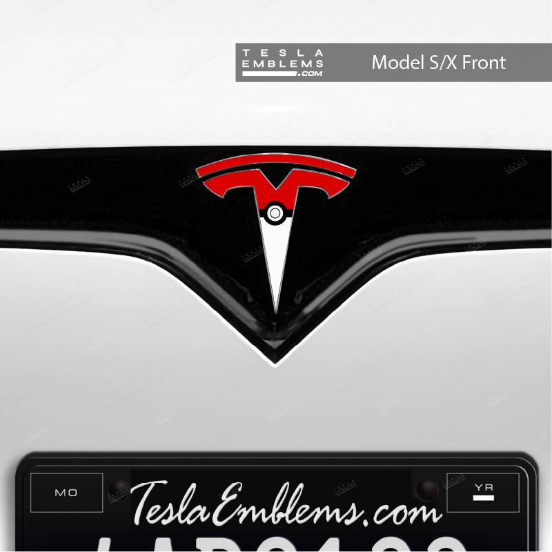 Poké Ball Tesla Emblem Decals (Front + Back) - Tesla Emblems