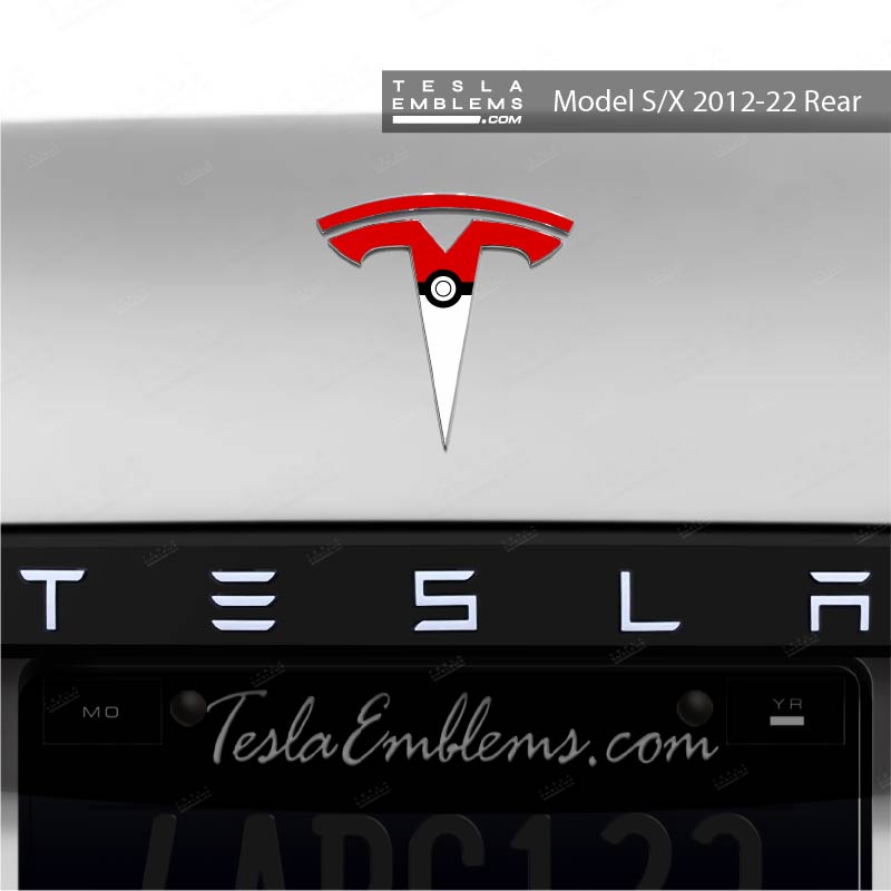 Poké Ball Tesla Emblem Decals (Front + Back) - Tesla Emblems