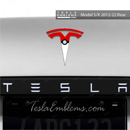 Poké Ball Tesla Emblem Decals (Front + Back) - Tesla Emblems