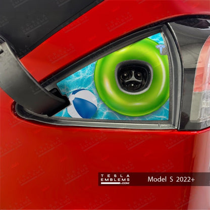 Pool Party Tesla Charge Port Wrap - Tesla Emblems