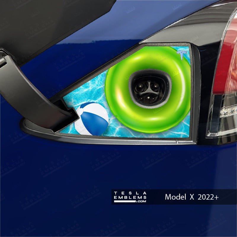 Pool Party Tesla Charge Port Wrap - Tesla Emblems