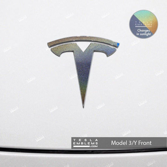 3M Satin Psychedelic Flip Tesla Emblem Decals (Front + Back) - Tesla Emblems