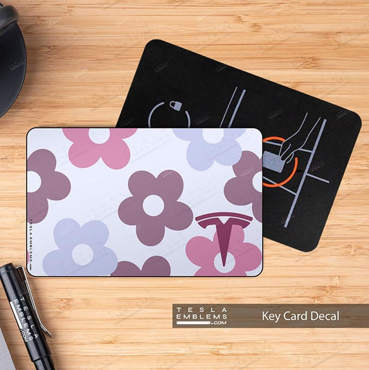 Purple Floral Tesla Keycard Decal - Tesla Emblems