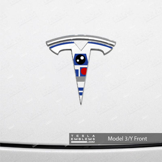 R2D2 Tesla Emblem Decals (Front + Back) - Tesla Emblems