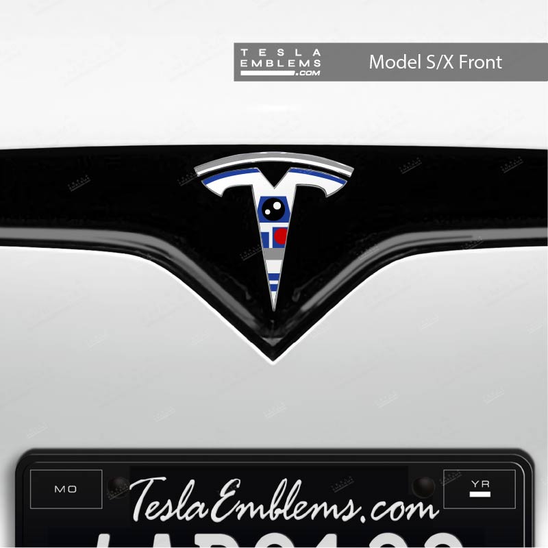 R2D2 Tesla Emblem Decals (Front + Back) - Tesla Emblems