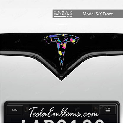 Rad 80's Tesla Emblem Decals (Front + Back) - Tesla Emblems