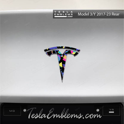 Rad 80's Tesla Emblem Decals (Front + Back) - Tesla Emblems