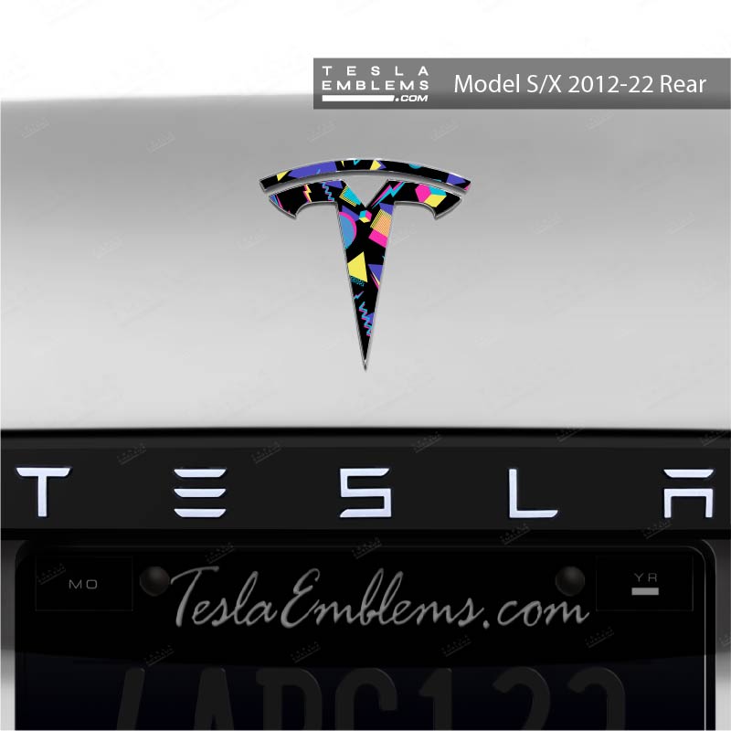 Rad 80's Tesla Emblem Decals (Front + Back) - Tesla Emblems