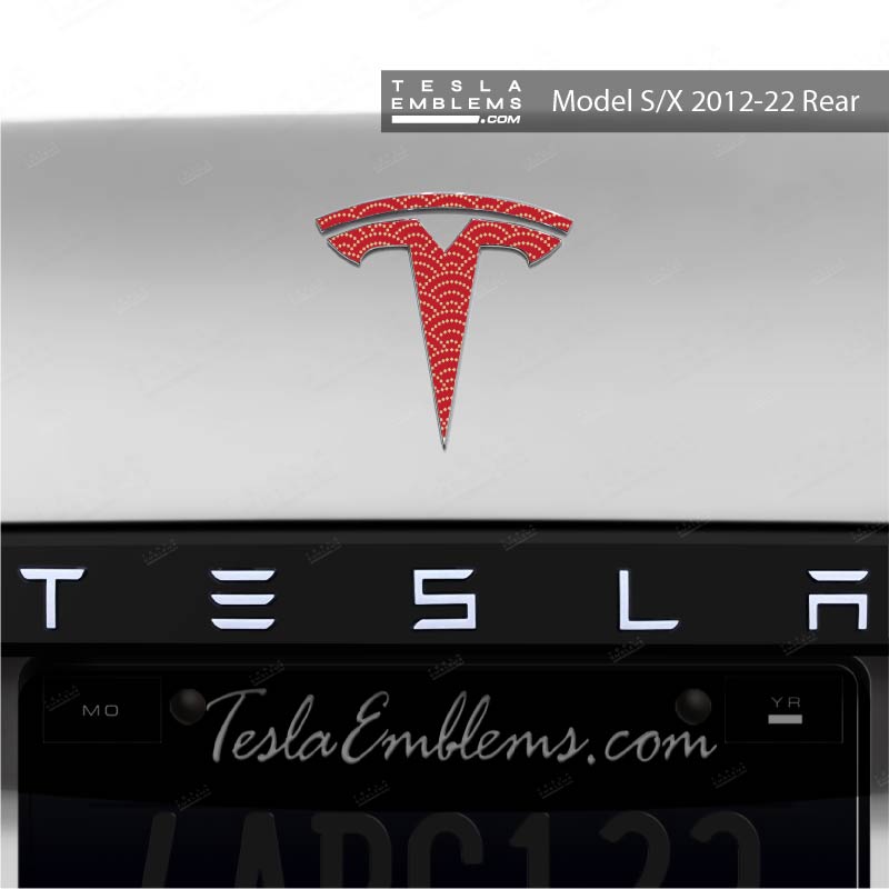 Radial Fan Tesla Emblem Decals (Front + Back) - Tesla Emblems