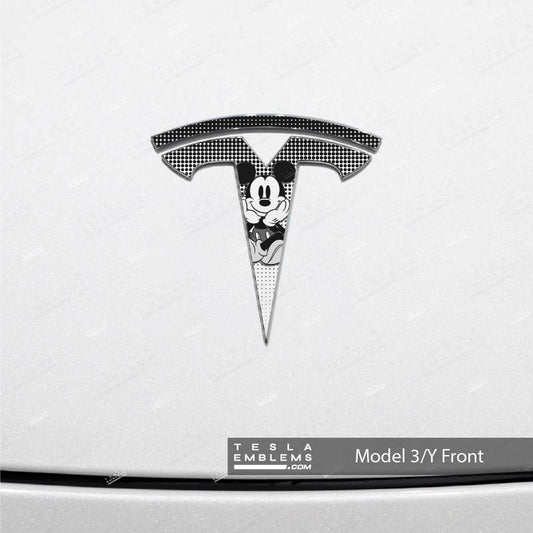 Retro Mickey Tesla Emblem Decals (Front + Back) - Tesla Emblems