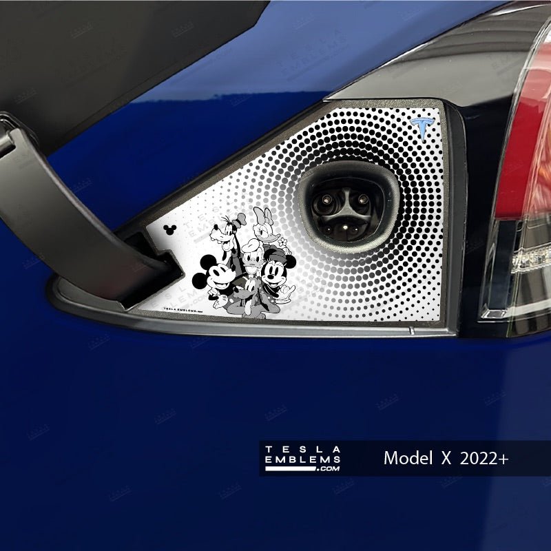 Retro Mickey & Friends Tesla Charge Port Wrap - Tesla Emblems
