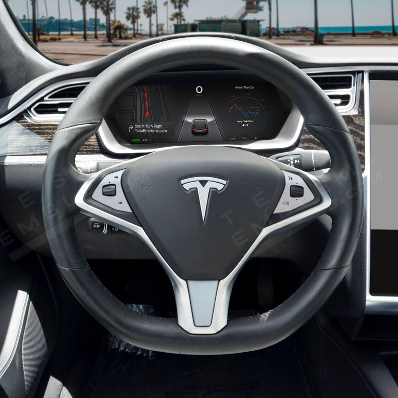 KPMF Matte Aurora Peal Tesla Steering Wheel Trim Decal Kit (4pcs) - Tesla Emblems