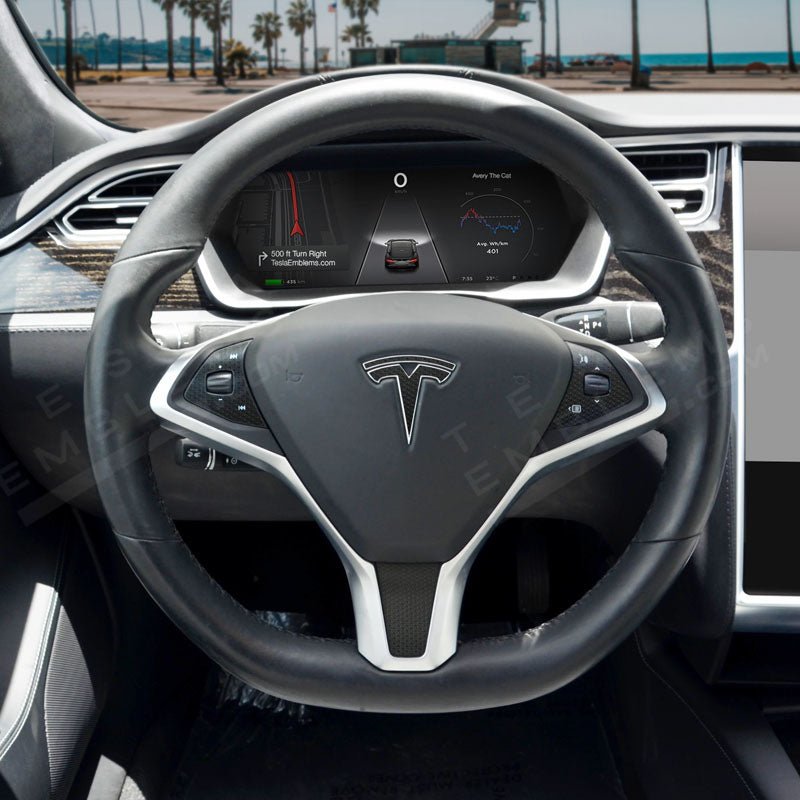 3M Matrix Black Tesla Steering Wheel Trim Decal Kit (4pcs) - Tesla Emblems