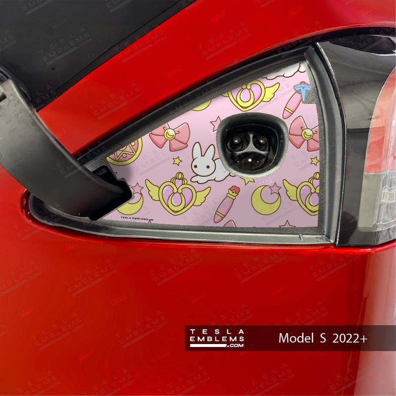 Sailor Moon Tesla Charge Port Wrap - Tesla Emblems