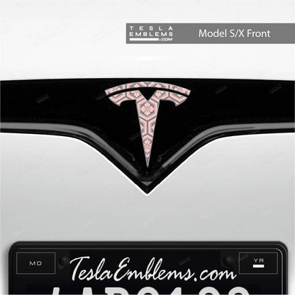 Sakura Hex Tesla Emblem Decals (Front + Back) - Tesla Emblems