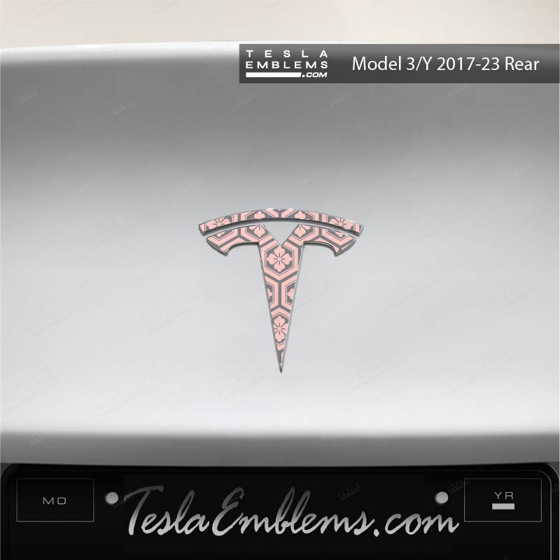 Sakura Hex Tesla Emblem Decals (Front + Back) - Tesla Emblems