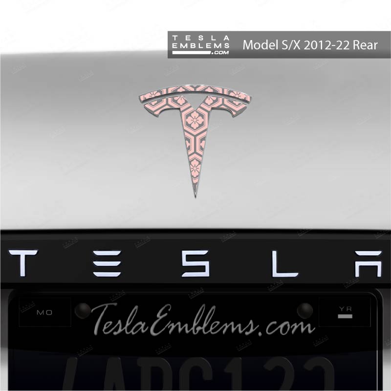 Sakura Hex Tesla Emblem Decals (Front + Back) - Tesla Emblems