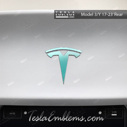 3M Satin Key West Tesla Emblem Decals (Front + Back) - Tesla Emblems