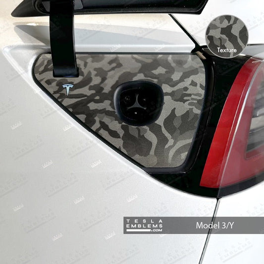 3M Shadow Black Tesla Charge Port Wrap - Tesla Emblems