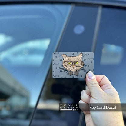 Smart British Shorthair Cat Tesla Keycard Decal - Tesla Emblems