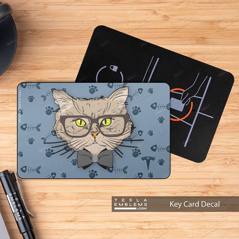 Smart British Shorthair Cat Tesla Keycard Decal - Tesla Emblems