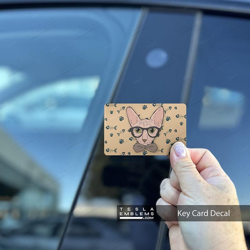 Smart Shpynx Cat Tesla Keycard Decal - Tesla Emblems